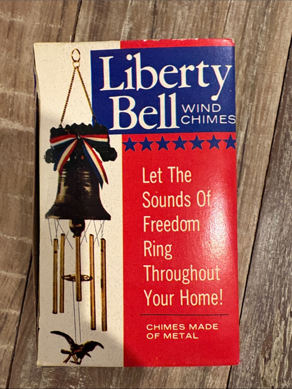 Vintage Liberty Bell Wind Chimes New Original Package w/Box Patriotic Americana